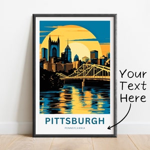 Personalized Pittsburgh Travel Print - Pittsburgh poster, Pennsylvania Wall Art, Framed present, Gift Pennsylvania Present