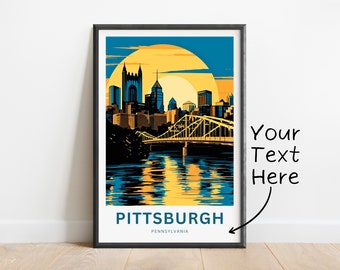 Personalisierte Pittsburgh Reise Druck - Pittsburgh Poster, Pennsylvania Wandkunst, gerahmtes Geschenk, Geschenk Pennsylvania Geschenk