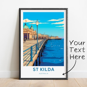 Personalized St Kilda Travel Print - St Kilda poster, Australia Wall Art, Framed present, Gift Australia Present