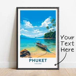 Personalized Phuket Travel Print - Phuket poster, Thailand Wall Art, Framed present, Gift Thailand Present