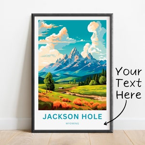Personalisierte Jackson Hole Reisedruck - Jackson Hole Plakat, Wyoming Wandkunst, gerahmtes Geschenk, Geschenk Wyoming vorhanden
