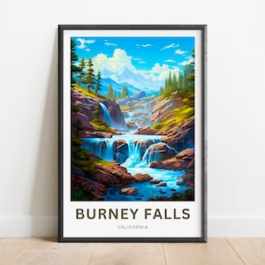 Burney Falls Travel Print - Burney Falls Lake poster, California Wall Art, Framed present, Gift California Present