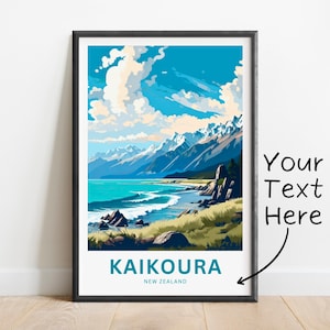 Personalized Kaikoura Travel Print - Kaikoura poster, New Zealand Wall Art, Framed present, Gift New Zealand Present