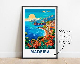 Personalized Madeira Travel Print - Madeira poster, Portugal Wall Art, Framed present, Gift Portugal Present