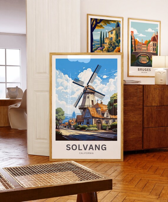 Solvang Travel Print - Solvang Poster, California Wall Art, Framed