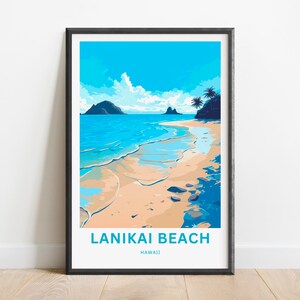 Lanikai Beach Travel Print - Lanikai Beach poster, Hawaii Wall Art, Framed present, Gift Hawaii Present