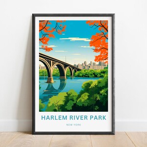 Harlem River Park Travel Print - Harlem River Park poster, New York Wall Art, Framed present, Gift New York Present