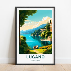 Lugano Travel Print - Lugano poster, Switzerland Wall Art, Framed present, Gift Switzerland Present, Customized your text