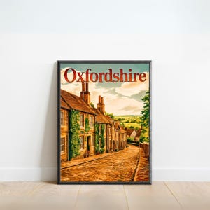 Oxfordshire Vintage Travel Poster - Oxfordshire print, England Wall Art, Framed present, Gift England Present