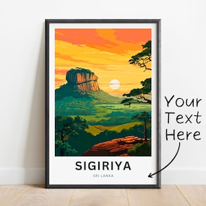 Personalized Sigiriya Travel Print - Sigiriya poster, Sri Lanka Wall Art, Framed present, Gift Sri Lanka Present