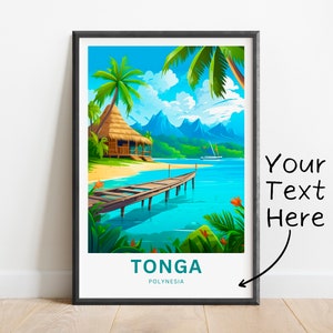 Personalized Tonga Travel Print - Tonga poster, Polynesia Wall Art, Framed present, Gift Oceania  Present