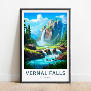 Vernal Falls Travel Print - Vernal Falls Lake poster, California Wall Art, Framed present, Gift California Present