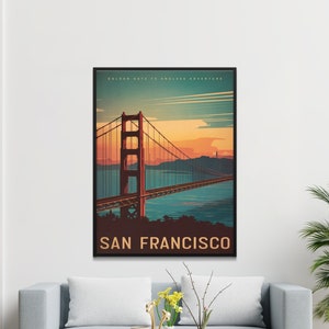 San Francisco Vintage Travel Poster - San Francisco print, California Wall Art, Framed present, Gift California Present