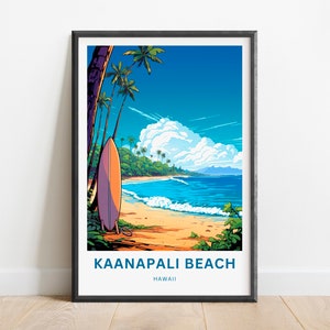 Kaanapali Beach Travel Print - Kaanapali Beach poster, Hawaii Wall Art, Framed present, Gift Hawaii Present