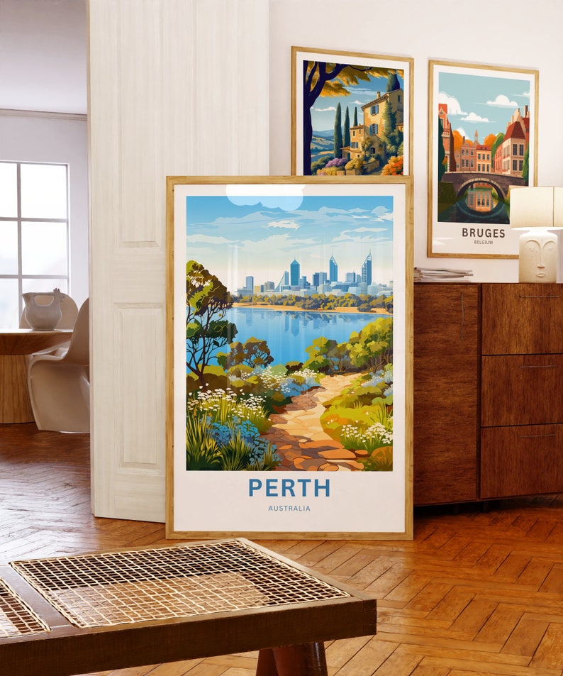 Perth Community Posters Perth Travel Print - Perth Poster, Australia Wall Art, Framed Present ...