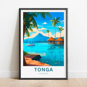 Tonga Travel Print - Tonga poster, Polynesia Wall Art, Framed present, Gift Oceania  Present