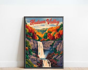 Hudson Valley Vintage Travel Poster - Hudson Valley River Print, New York Wall Art, Framed, Gift New York Present
