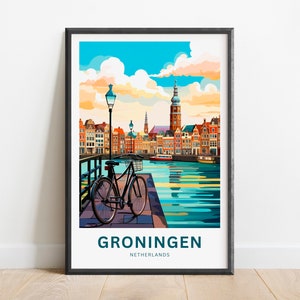 Groningen Travel Print - Groningen poster, Netherlands Wall Art, Framed present, Gift Netherlands Present