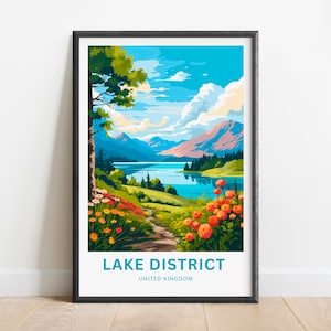 Lake Distrikt Reise Druck - Lake Gau Distrikt Wand Kunst, gerahmt Geschenk, Geschenk Großbritanien Geschenk