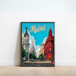 Madrid Vintage Travel Poster - Madrid print, Spain Vintage Wall Art, Framed present, Gift Spain Present