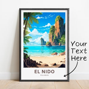 Personalized El Nido Travel Print - El Nido poster, Philippines Wall Art, Framed present, Gift Palawan Philippines Present
