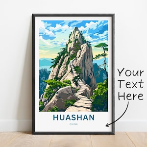 Personalized Huashan Travel Print - Mount Hua poster, China Wall Art, Framed present, Gift China Present