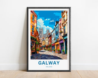 Galway Travel Print - Galway poster,  Ireland Wall Art, Framed present, Gift  Ireland Present