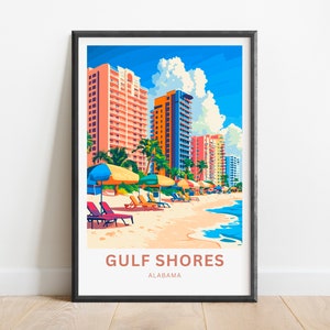 Gulf Shores Travel Print - Gulf Shores poster, Alabama Wall Art, Framed present, Gift Alabama Present