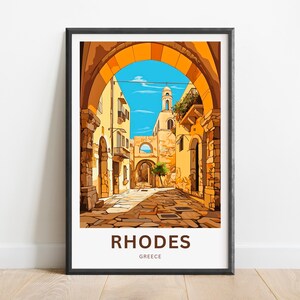 Rhodes Travel Print - Rhodes poster, Greece Wall Art, Framed present, Gift Greece Present