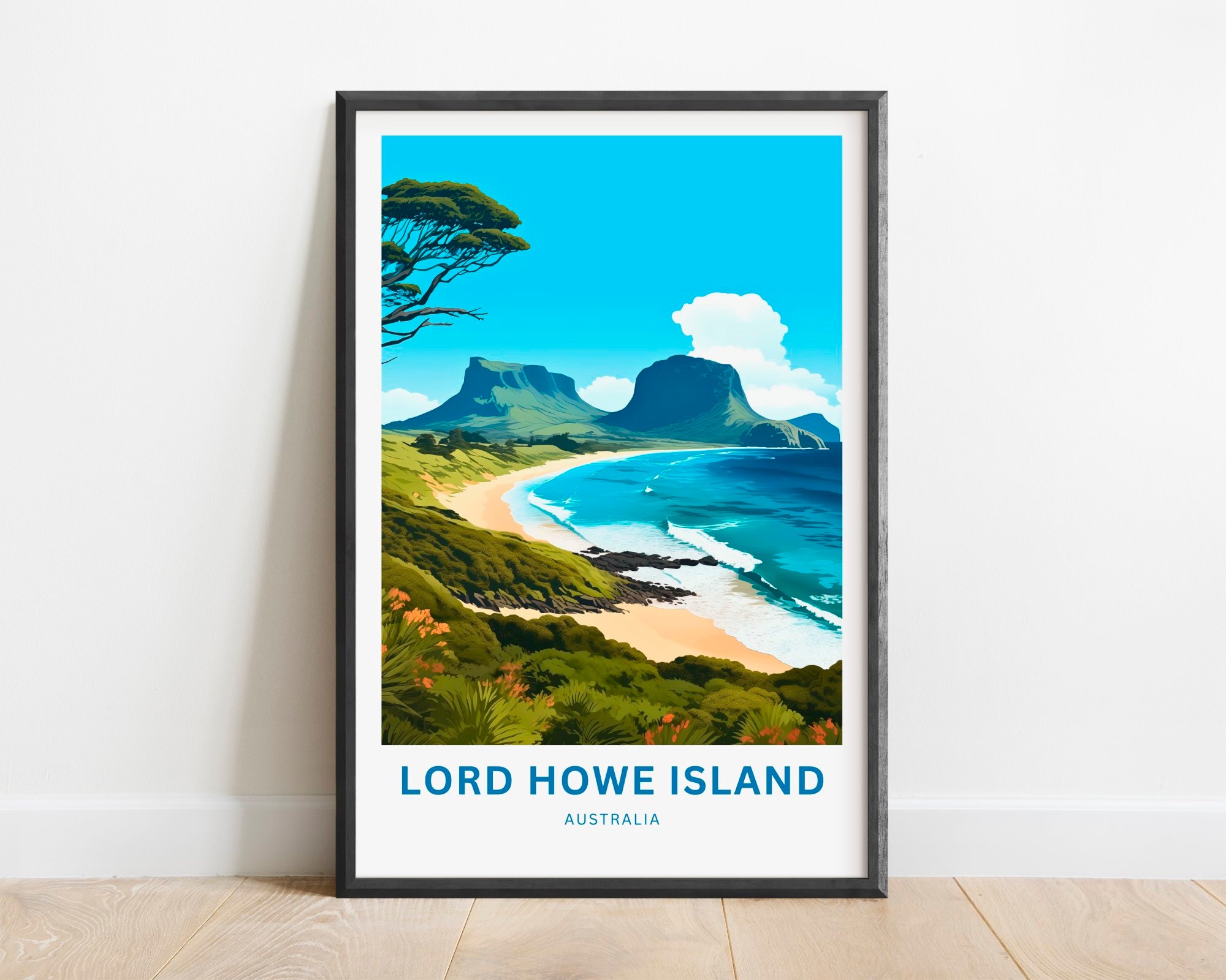 Lord Howe Island Travel Print - Lord Howe Island poster, Australia Wall Art, Framed, Gift Australia Decor Present, Customize Your Text