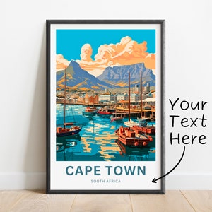 Personalized  Cape Town Travel Print - Cape Town poster, Africa Wall Art, Framed present, Gift Africa Present