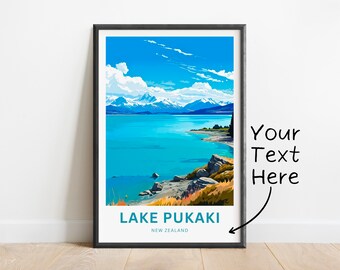 Personalized Lake Pukaki Print: New Zealand Travel Poster
