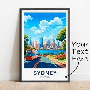 Personalized Sydney Travel Print - Sydney poster, Australia Wall Art, Framed present, Gift Australia Present
