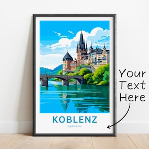 Personalized Koblenz Travel Print - Koblenz poster, Germany Wall Art, Framed present, Gift Germany Present