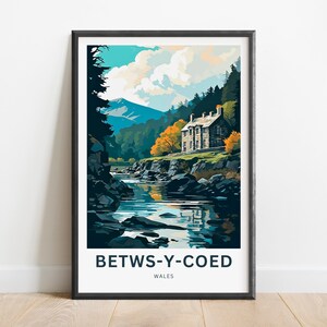 Betws-y-Coed Resetryck - Betws-y-Coed affisch, Wales Väggkonst, Inramad present, Present Wales Present