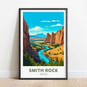 Smith Rock Travel Print - Smith Rock poster, Oregon Wall Art, Framed present, Gift Oregon Present