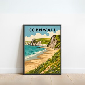 Cornwall Vintage Travel Poster - Cornwall Print, England Wall Art, Framed, Gift England Present