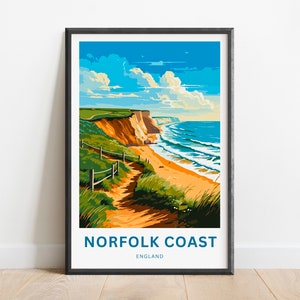 Norfolk Coast Travel Print - Norfolk Coast poster, England Wall Art, Framed present, Gift England Present