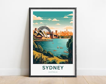 Sydney Travel Print - Sydney poster, Australia Wall Art, Framed present, Gift Australia Present