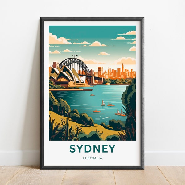 Sydney Travel Print - Sydney poster, Australia Wall Art, Framed present, Gift Australia Present