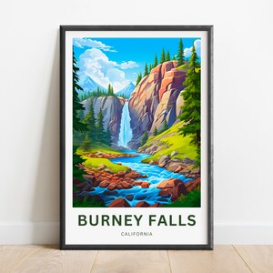 Burney Falls Travel Print - Burney Falls Lake poster, California Wall Art, Framed present, Gift California Present