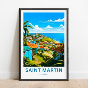 Saint Martin Travel Print - Saint Martin poster, Caribbean Wall Art, Framed present, Gift Sint Maarten Present