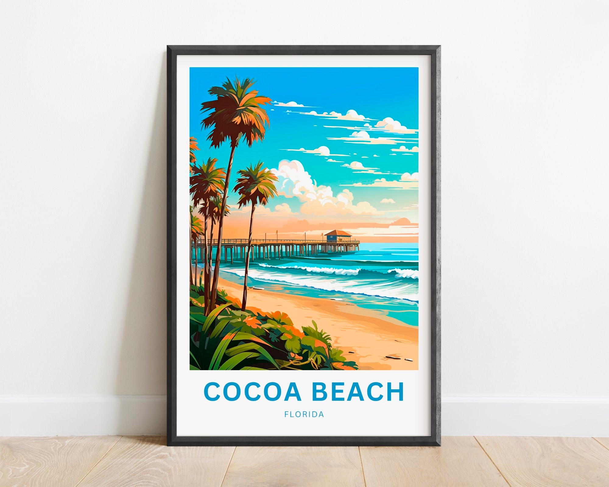 Cocoa Beach Travel Print - Cocoa Beach Poster, Florida Wall Art