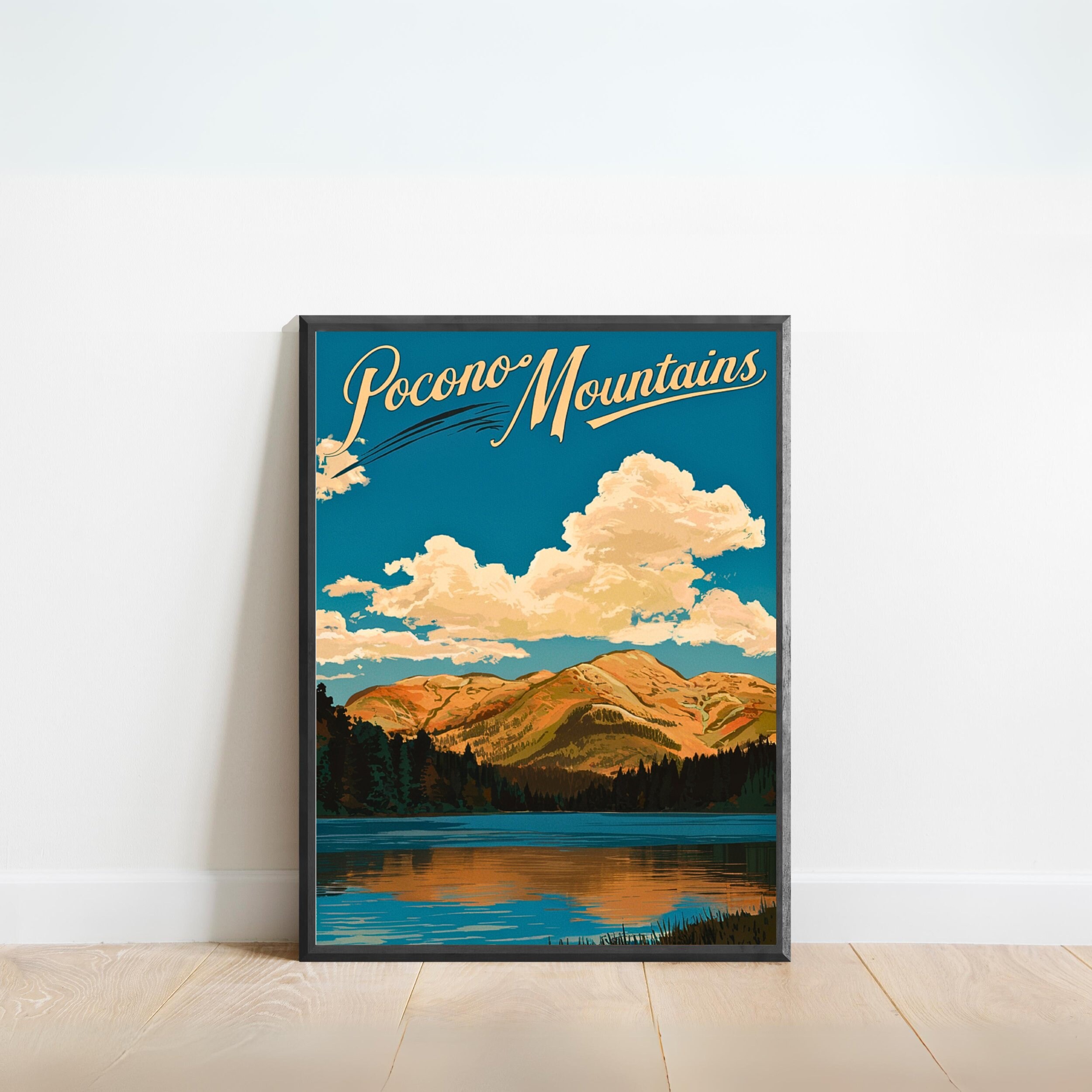 Pocono Raceway Poster Pocono Mountains Vintage Travel Poster - Pocono Mountains Print ...