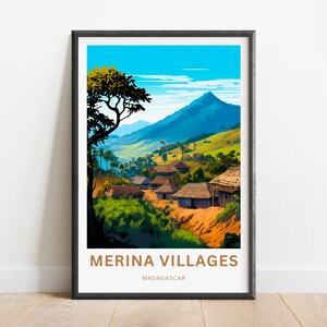 Merina Villages Travel Print - Merina Villages Madagascar poster, Africa Wall Art, Framed present, Gift Madagascar Present