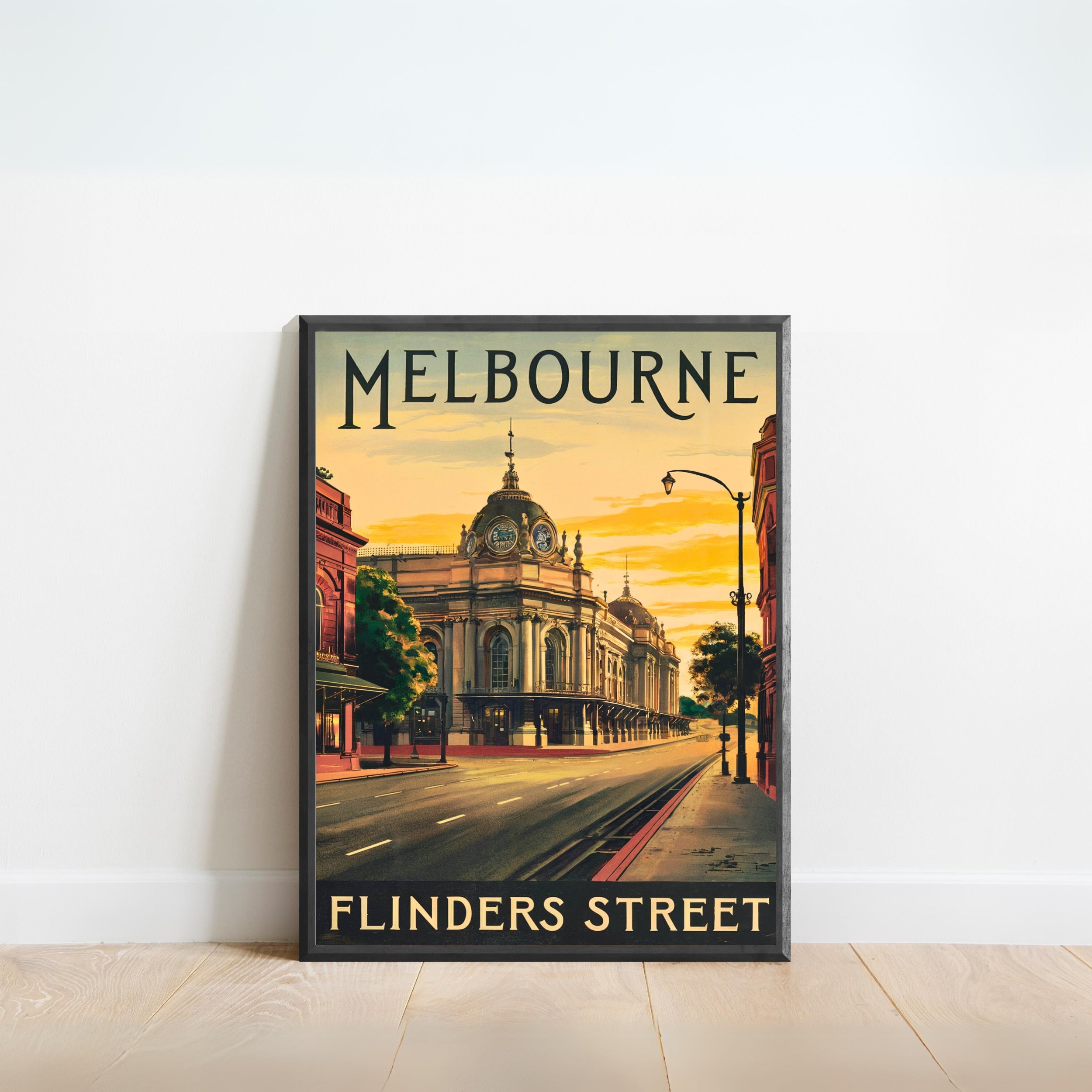 Flinders Street Vintage Travel Poster Melbourne Print, Australia