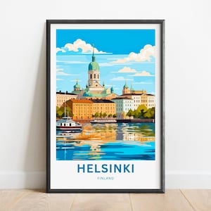Helsinki Travel Print - Helsinki poster, Finland Wall Art, Framed present, Gift Finnish Art Decor Present, Customize Your Text