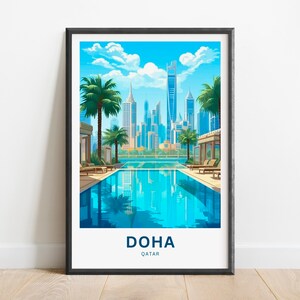 Doha Travel Print - Doha poster, Qatar Wall Art, Framed present, Gift Qatar Present