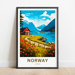 Norway Travel Print - Norway poster, Europe Wall Art, Framed present, Gift Europe Present
