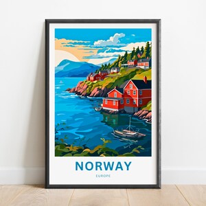 Norway Travel Print - Norway poster, Europe Wall Art, Framed present, Gift Europe Present